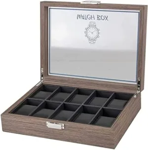 Watch Jewelry Display Storage Box Organizer Clear Lid Classic Vintage Wood 10 Grids Jewellery Holder - Stylish and Practical Storage Solution for Watches and Jewelry