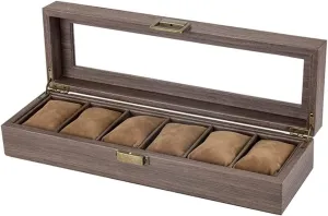 Watch Roll Case Elegant Vintage PU Leather Wood Jewelry Storage Display Box