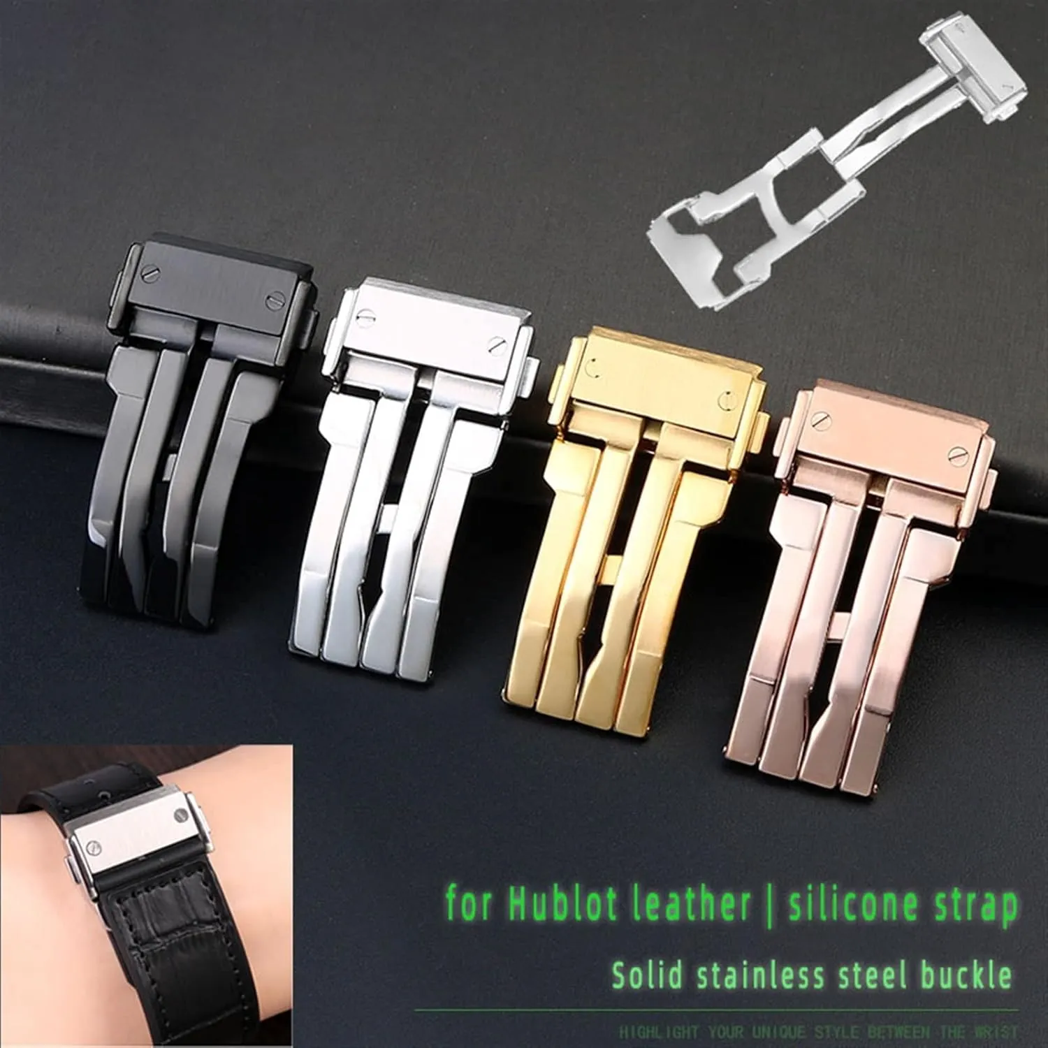 Watch Strap Steel Buckle For Hublot Fusion Classic Big Bang King Power Series Watch Folding Clasp 22m Leather/rubber Accessories