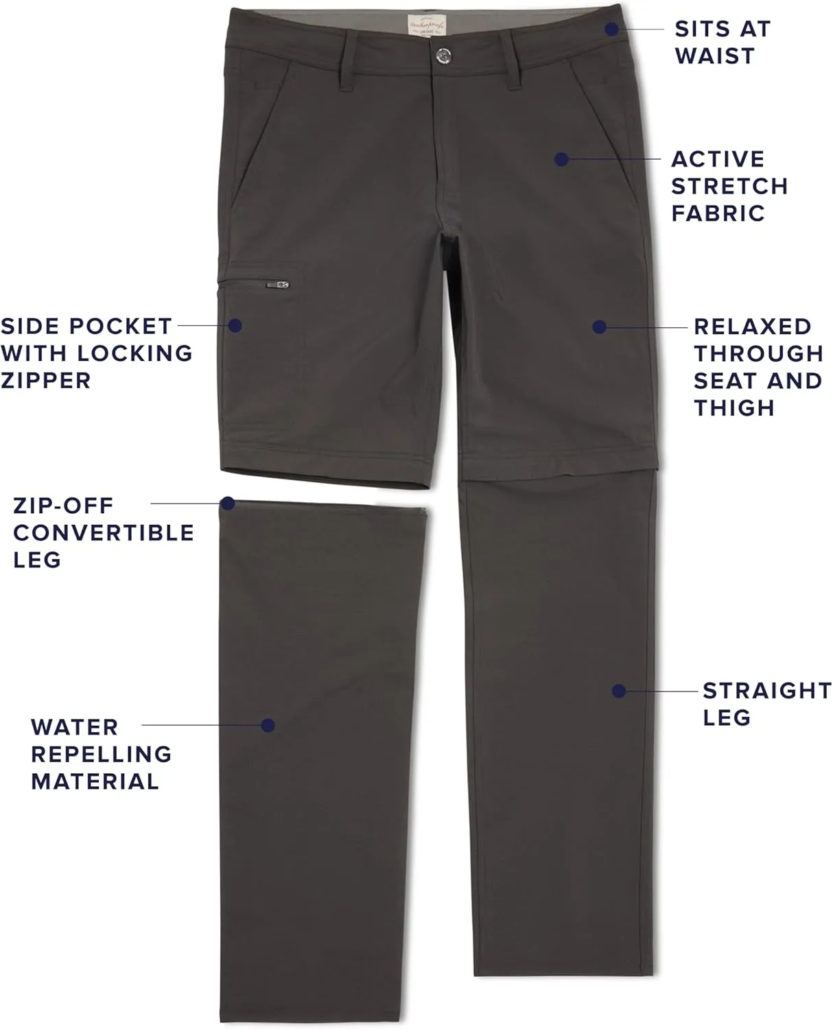 Weatherproof Vintage Mens Convertible Pants - Hiking Pants for Mens with Zip-Off to Short | Mens Utility Hiking Travel Pants