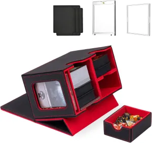 WELLMILLER MTG Deck Box for Commander with Dice Tray,Designed for MTG Commander Card Deck Box Fits 200  Double Sleeved Cards,Card Storage Box with 3 Dividers 2 card holder
