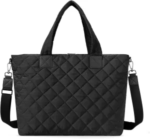 WESTBRONCO Tote Bag for Women with Zipper Large Puffer Quilted Tote Bag for Travel Gym Work