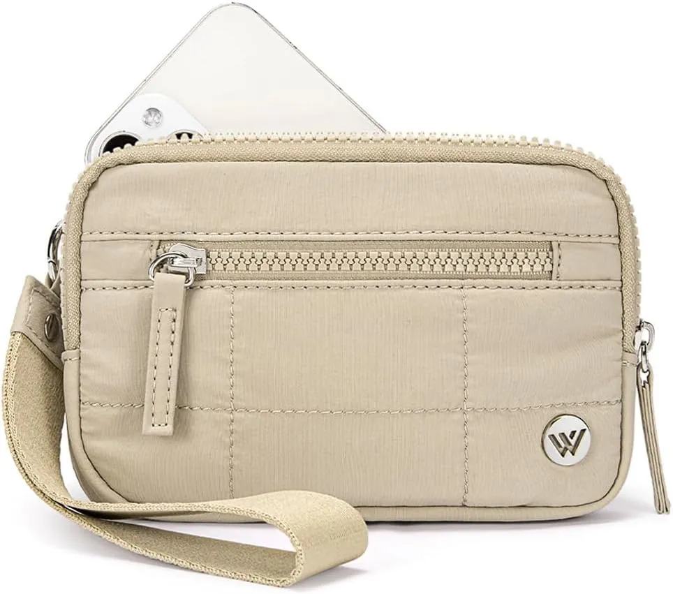 WESTBRONCO Wristlet Wallets for Women Nylon Quilted RFID Wallet with 3 Zipper Purse for Travel Credit Card Holder Phone Organizer