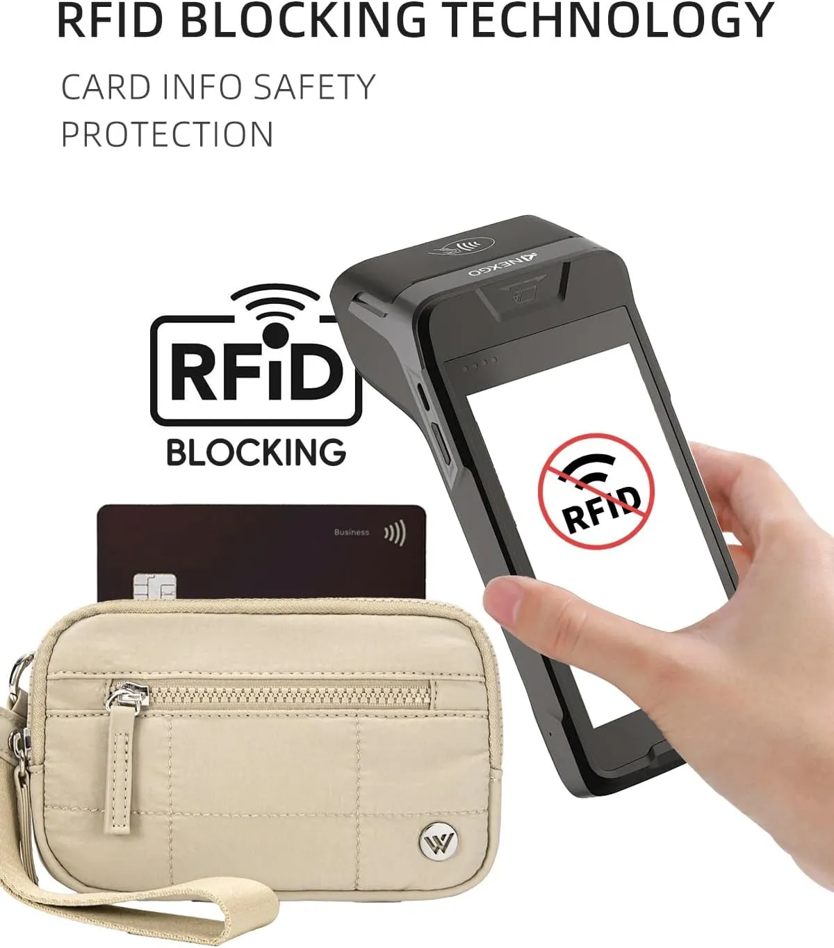 WESTBRONCO Wristlet Wallets for Women Nylon Quilted RFID Wallet with 3 Zipper Purse for Travel Credit Card Holder Phone Organizer