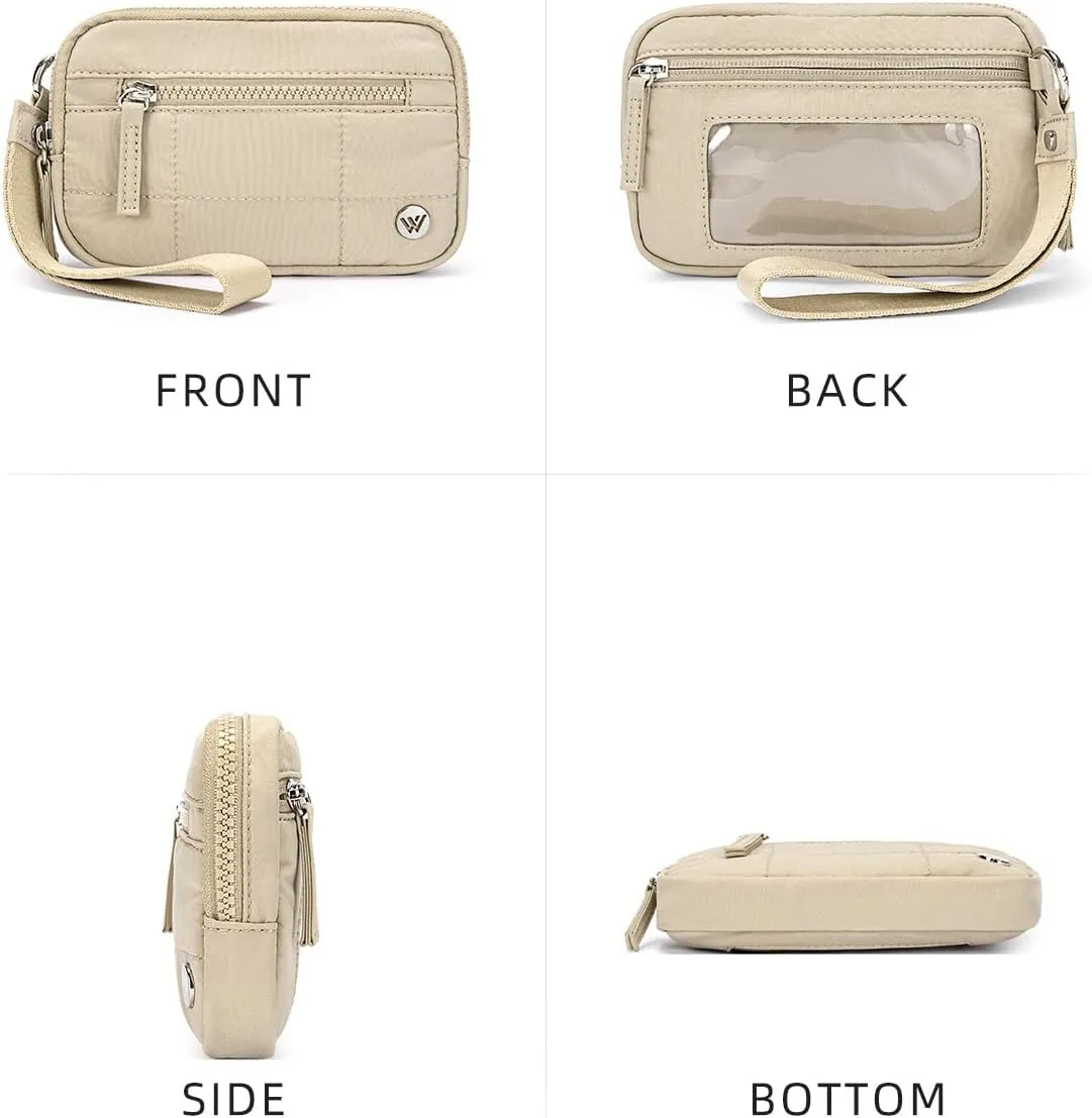 WESTBRONCO Wristlet Wallets for Women Nylon Quilted RFID Wallet with 3 Zipper Purse for Travel Credit Card Holder Phone Organizer