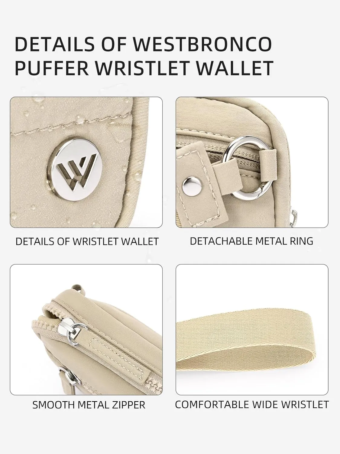 WESTBRONCO Wristlet Wallets for Women Nylon Quilted RFID Wallet with 3 Zipper Purse for Travel Credit Card Holder Phone Organizer