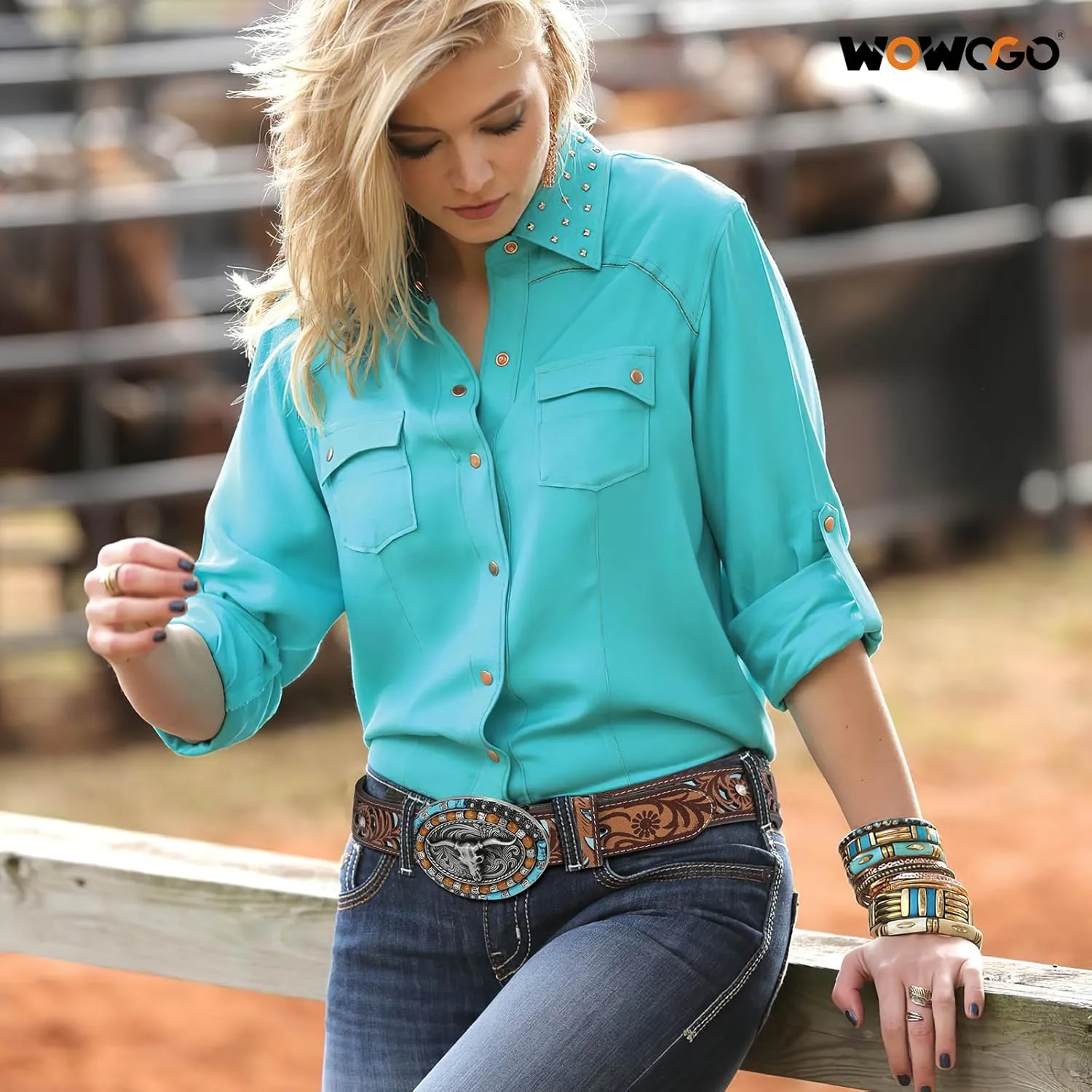 Western Belts for Women Cowgirl Cowboy Country Belt Turquoise Rhinestone Leather Belt Brown Plus Size Belt