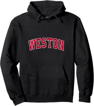 Weston Massachusetts MA Vintage Sports Design Red Design Pullover Hoodie