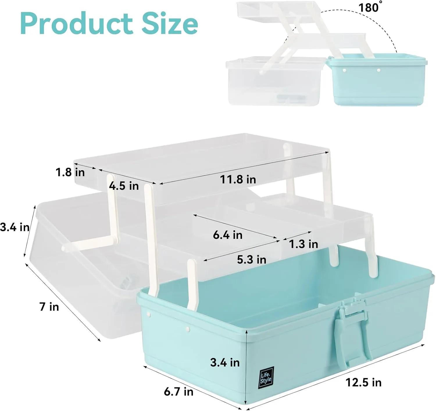 WEWLINE Sewing Storage Organizer Box 13-Inch Art Storage Box Craft Organizer 3-Layers with Handle Craft Art Bin Portable for Home School Office Travel
