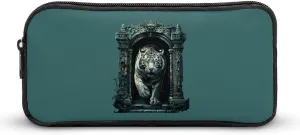 White Tiger Architecture Pencil Pouch Case Box Pen Holder Bag Stationery Small Makeup Travel Organize Storage Bag