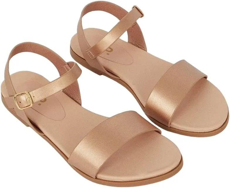 Wide Fit Faye Faux Leather Flat Sandals