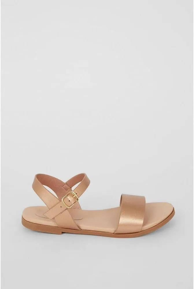 Wide Fit Faye Faux Leather Flat Sandals