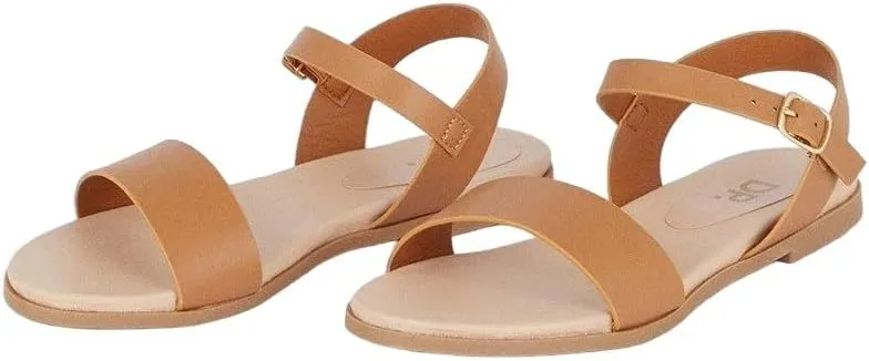 Wide Fit Faye Faux Leather Flat Sandals