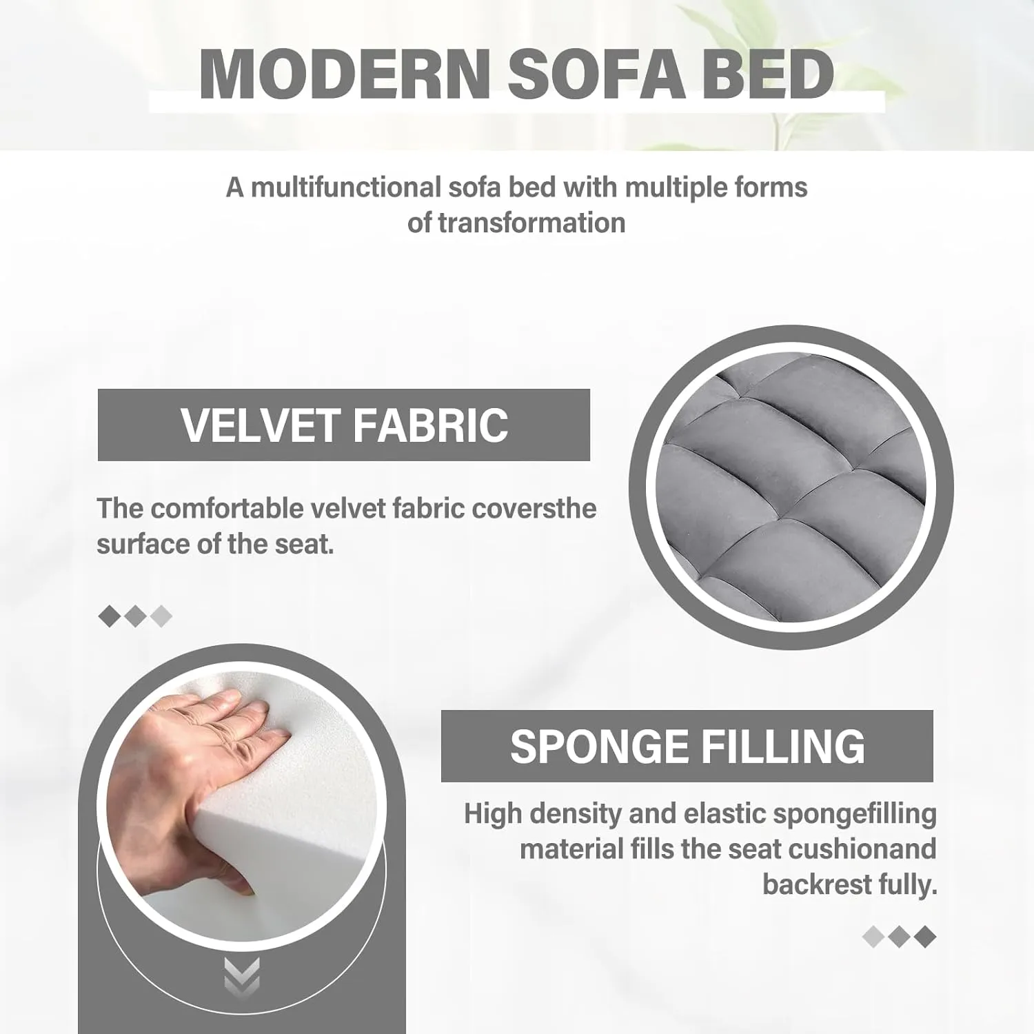 WIIS' IDEA Convertible Sofa Bed,3 in 1 Velvet Sleeper Sofa Pull-Out Bed,55'' Loveseat Sleeper Sofa Bed with Adjustable Backrest with 2 Pillows and Storage Bag & USB Port and Phone Stand,Dark Gray