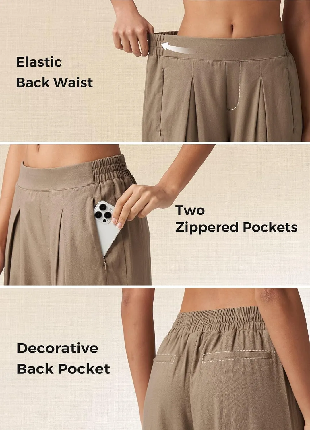 Willit Women's Linen Pants Wide Leg Casual Beach Summer Pants Palazzo Lounge Pants with Pockets