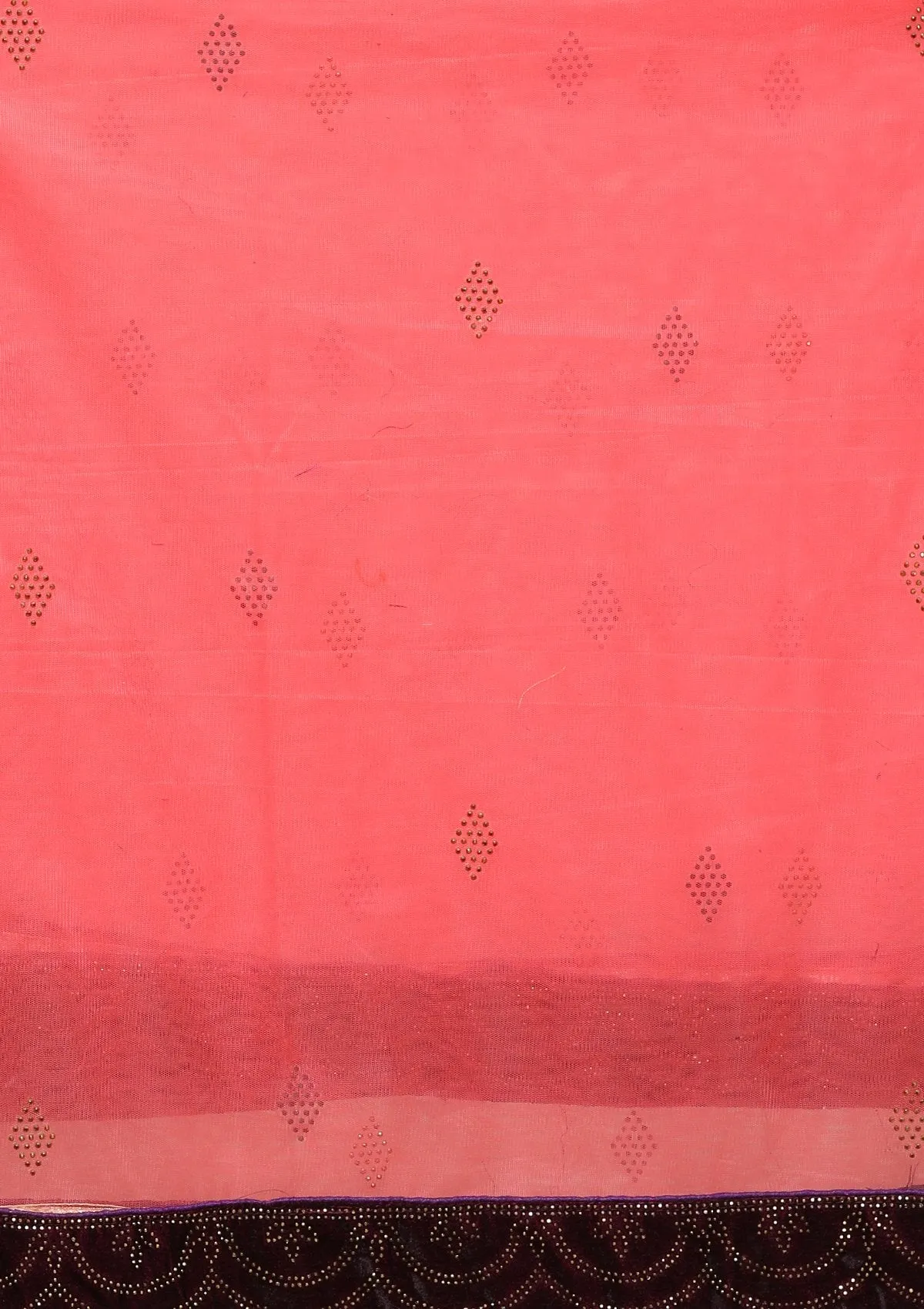 Wine Red Stone Work Velvet Semi Stitched Lehenga