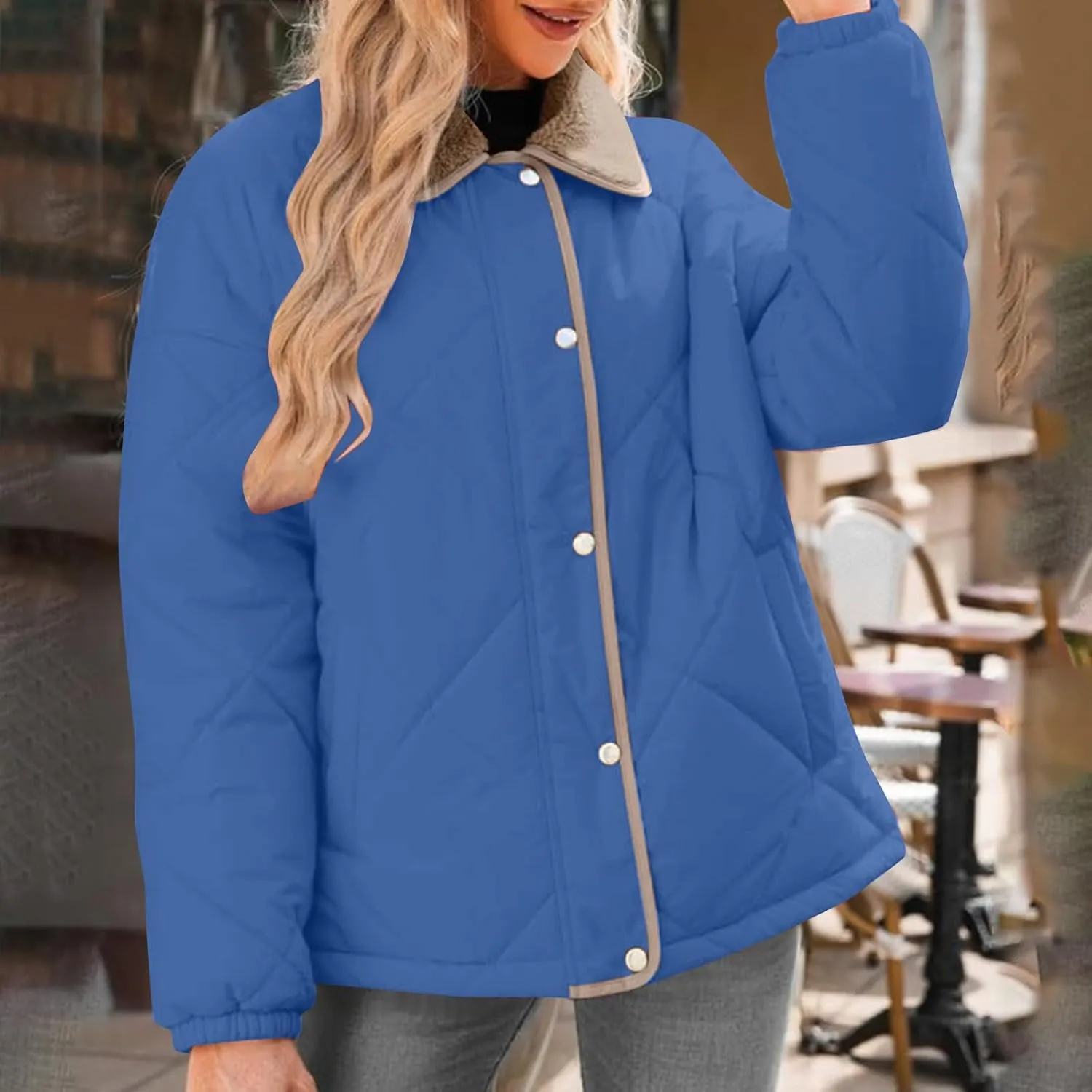 Winter Jackets For Women Zip Up Fleece Collar Outerwear Jacket Long Sleeve Trendy Warm Winter Coats