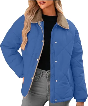Winter Jackets For Women Zip Up Fleece Collar Outerwear Jacket Long Sleeve Trendy Warm Winter Coats