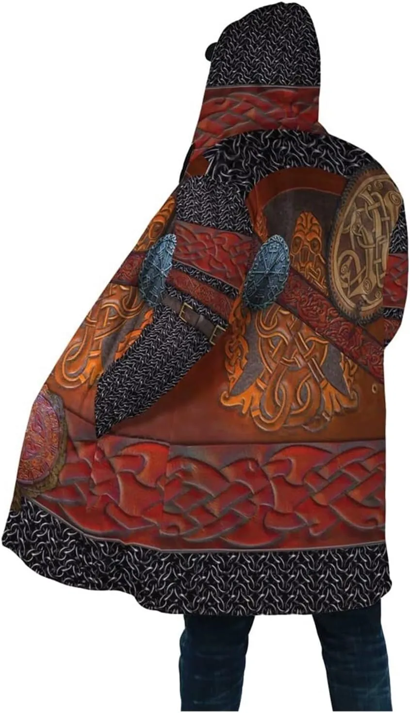 Winter Warm Coat Viking Medieval Armor Nordic Cosplay Costume Horn Button Design Cool Jacket