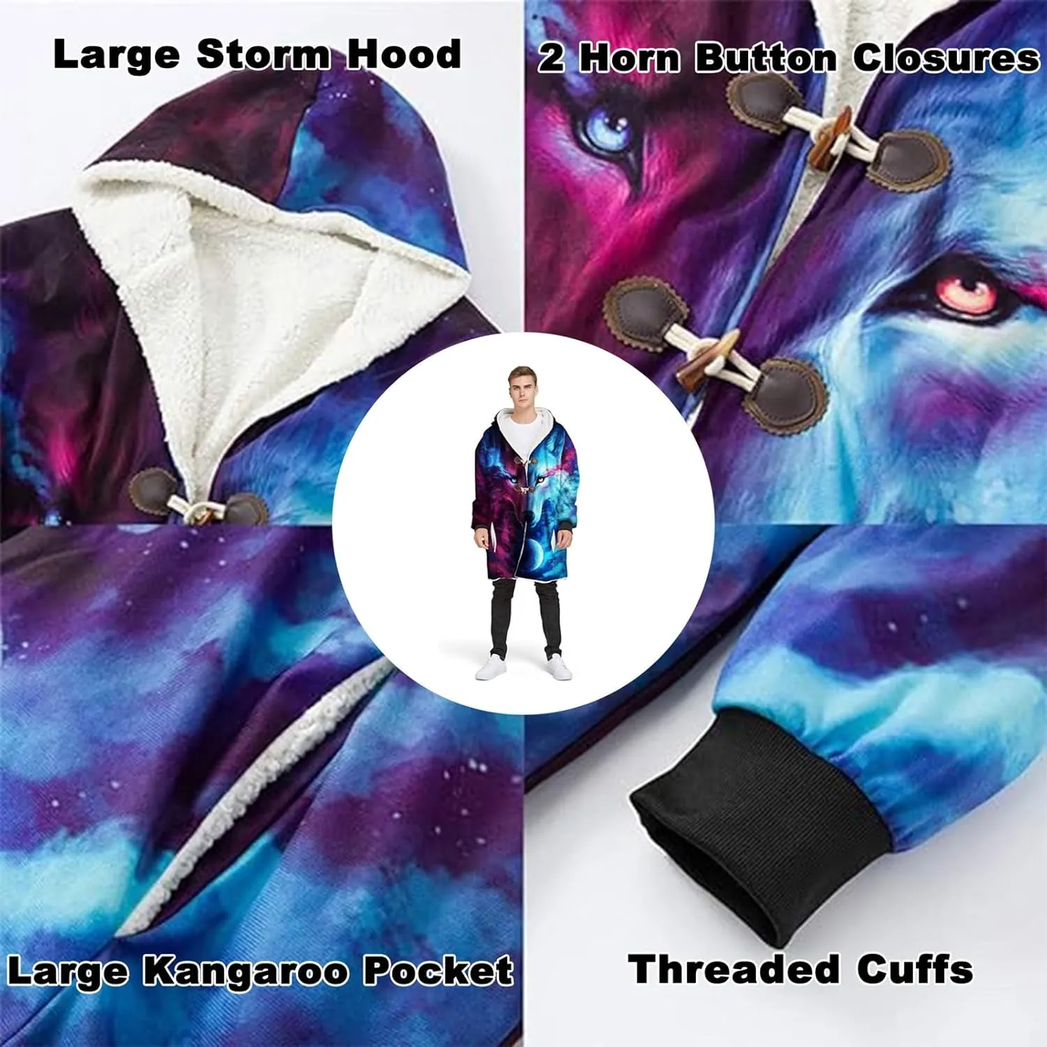 Winter Warm Coat Viking Medieval Armor Nordic Cosplay Costume Horn Button Design Cool Jacket