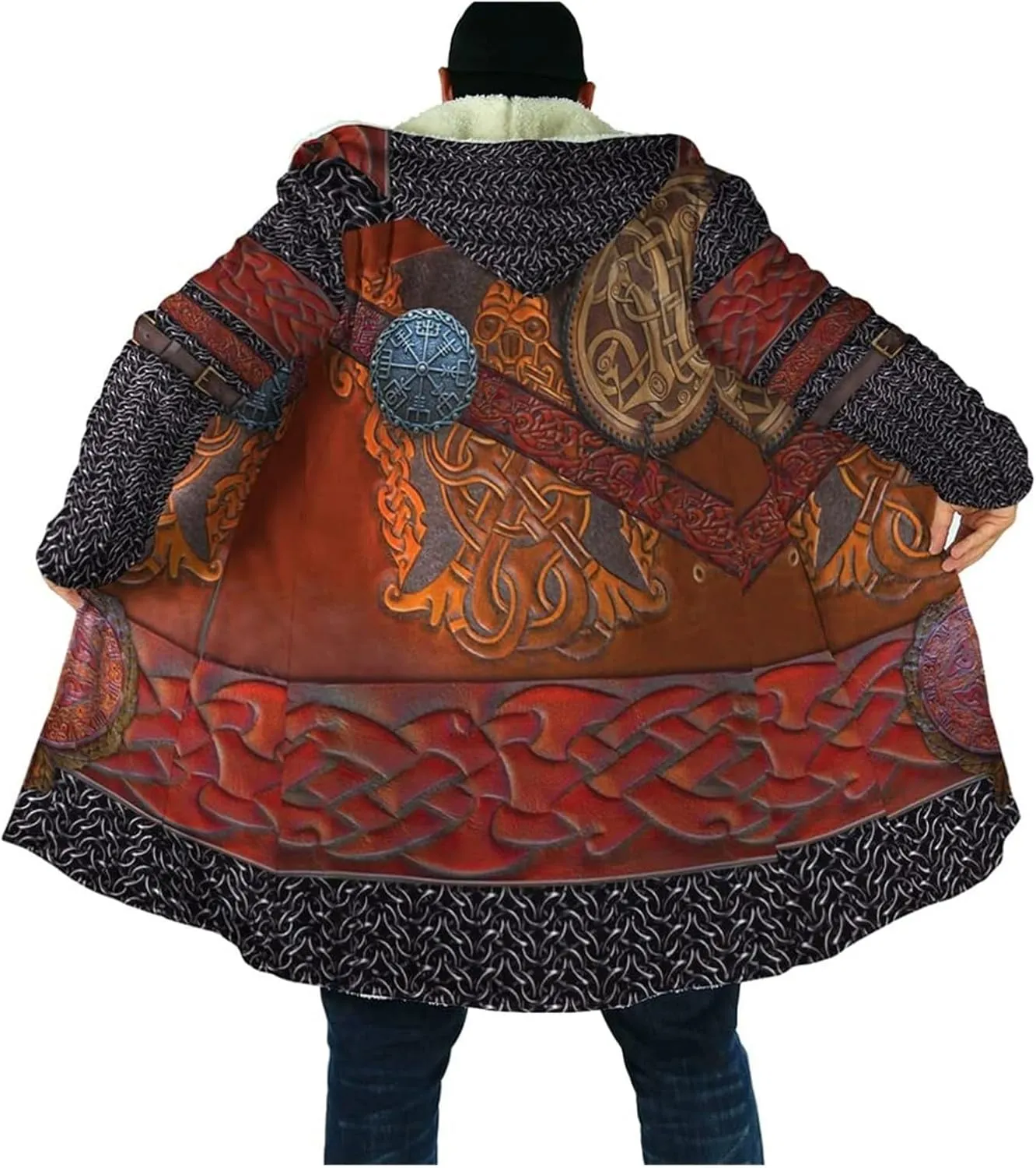 Winter Warm Coat Viking Medieval Armor Nordic Cosplay Costume Horn Button Design Cool Jacket
