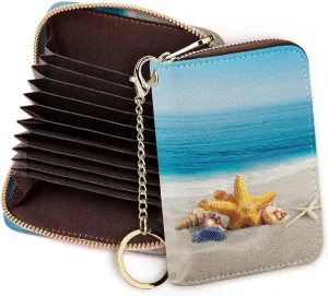 WIRESTER Leather Mini Purse Credit Card Holder Wallet, RFID Blocking Card Holder, Zipper Keychain Card Wallet Organizer Case