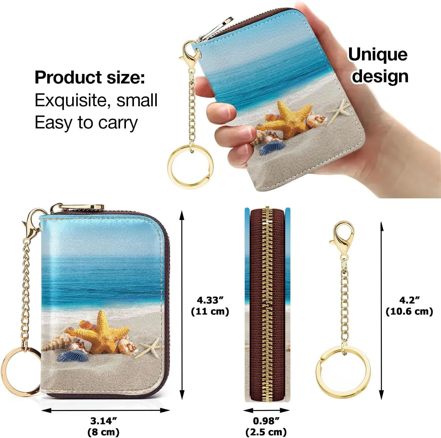 WIRESTER Leather Mini Purse Credit Card Holder Wallet, RFID Blocking Card Holder, Zipper Keychain Card Wallet Organizer Case