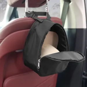 WOMACO Baseball Hat Organizer Bag, Dustproof Car Seat Caps Holder Carrier, Hanging Golf Cap Storage Bag with Zipper for Travel and Home Storage (Black, for 1-3 Caps)