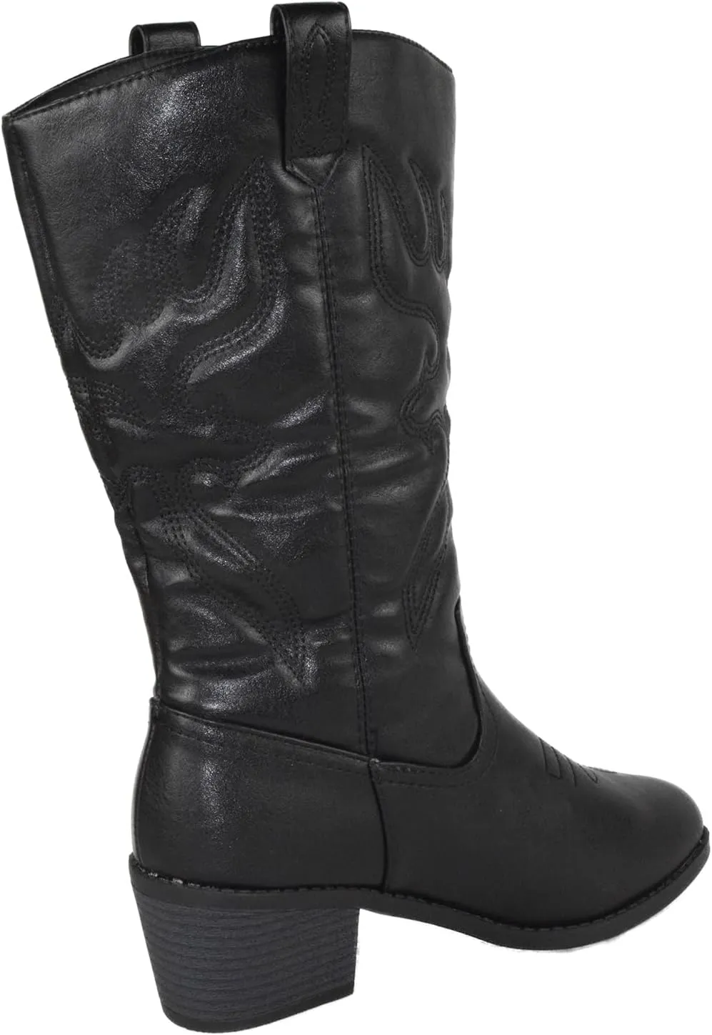 Women Cowgirl Cowboy Stitched Mid Calf Forever Boots Pointy Toe Western