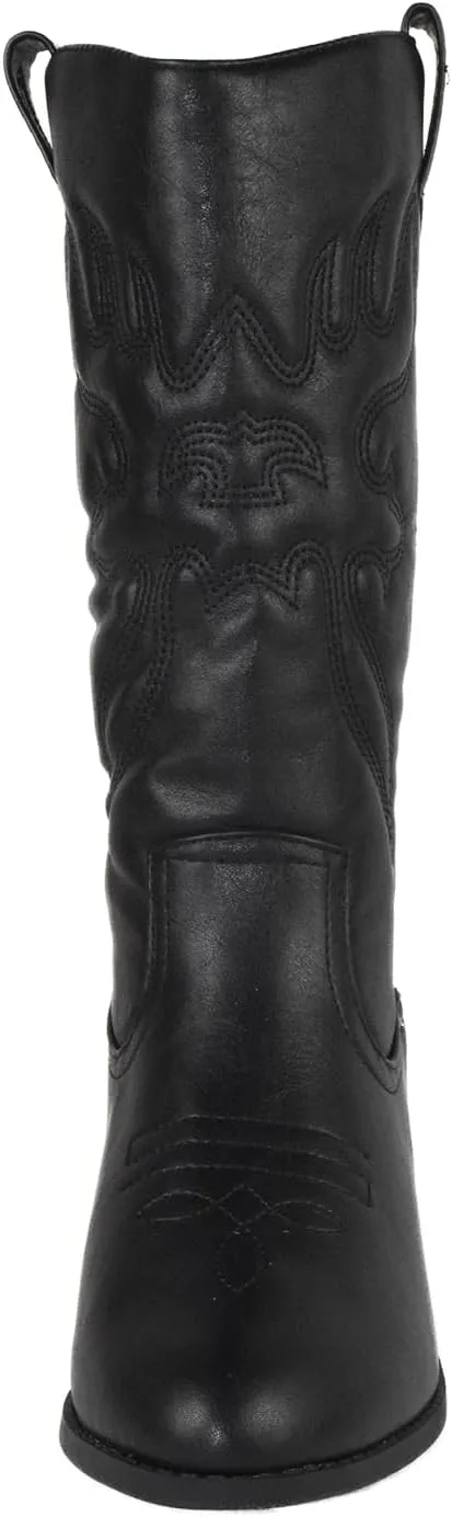 Women Cowgirl Cowboy Stitched Mid Calf Forever Boots Pointy Toe Western