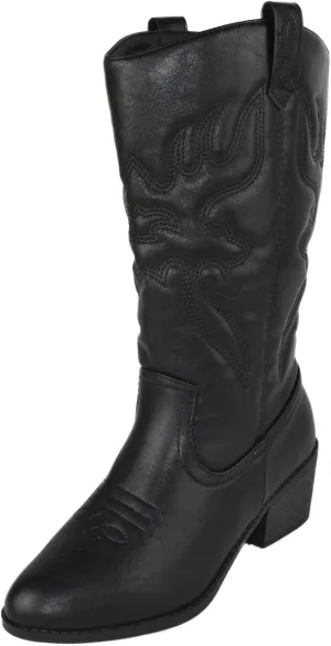Women Cowgirl Cowboy Stitched Mid Calf Forever Boots Pointy Toe Western