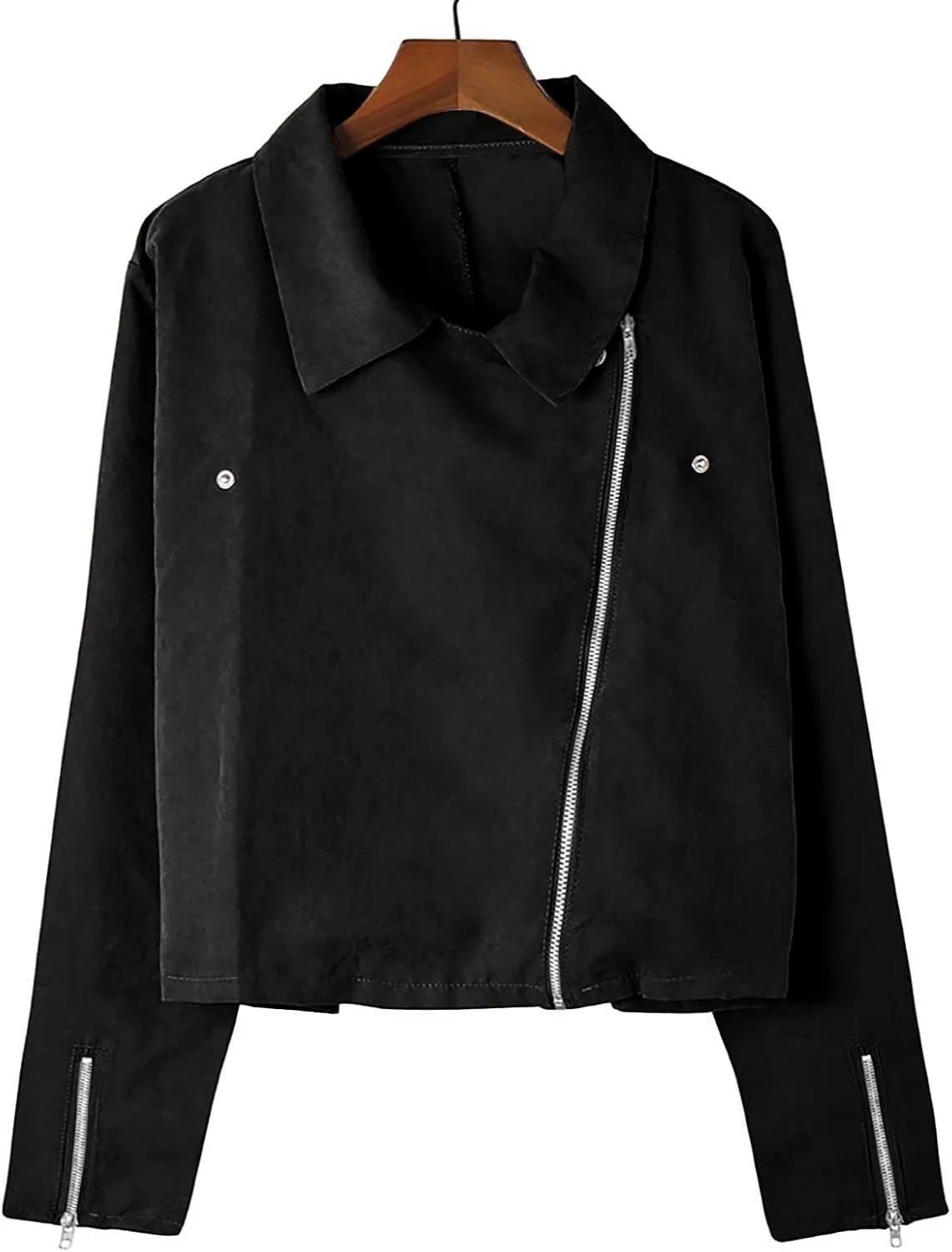 Women Faux Leather Jacket, Women's Zip Up Motorcycle Short PU Moto Biker Outwear Fitted Slim Coat Tops