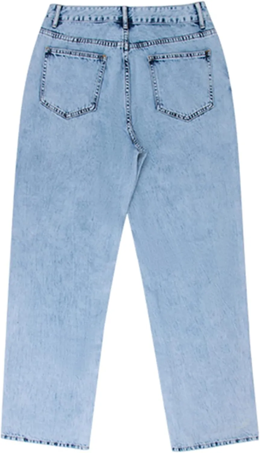 Women High Waisted Pants Wide Leg Denim Jeans Straight Casual Loose Baggy Trousers Vintage Y2K E-Girl Streetwear