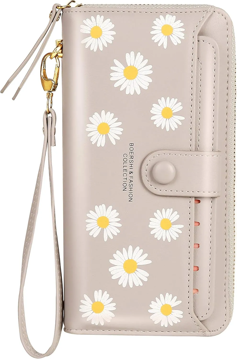 Women Leather Wallet RFID Blocking Zipper Pocket Wallet Card Case Purse with ID Window