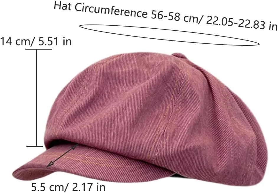 Women Oversized Slouchy Newsboy Cap Puffy Baggy Jean Paperboy Hat with Visor