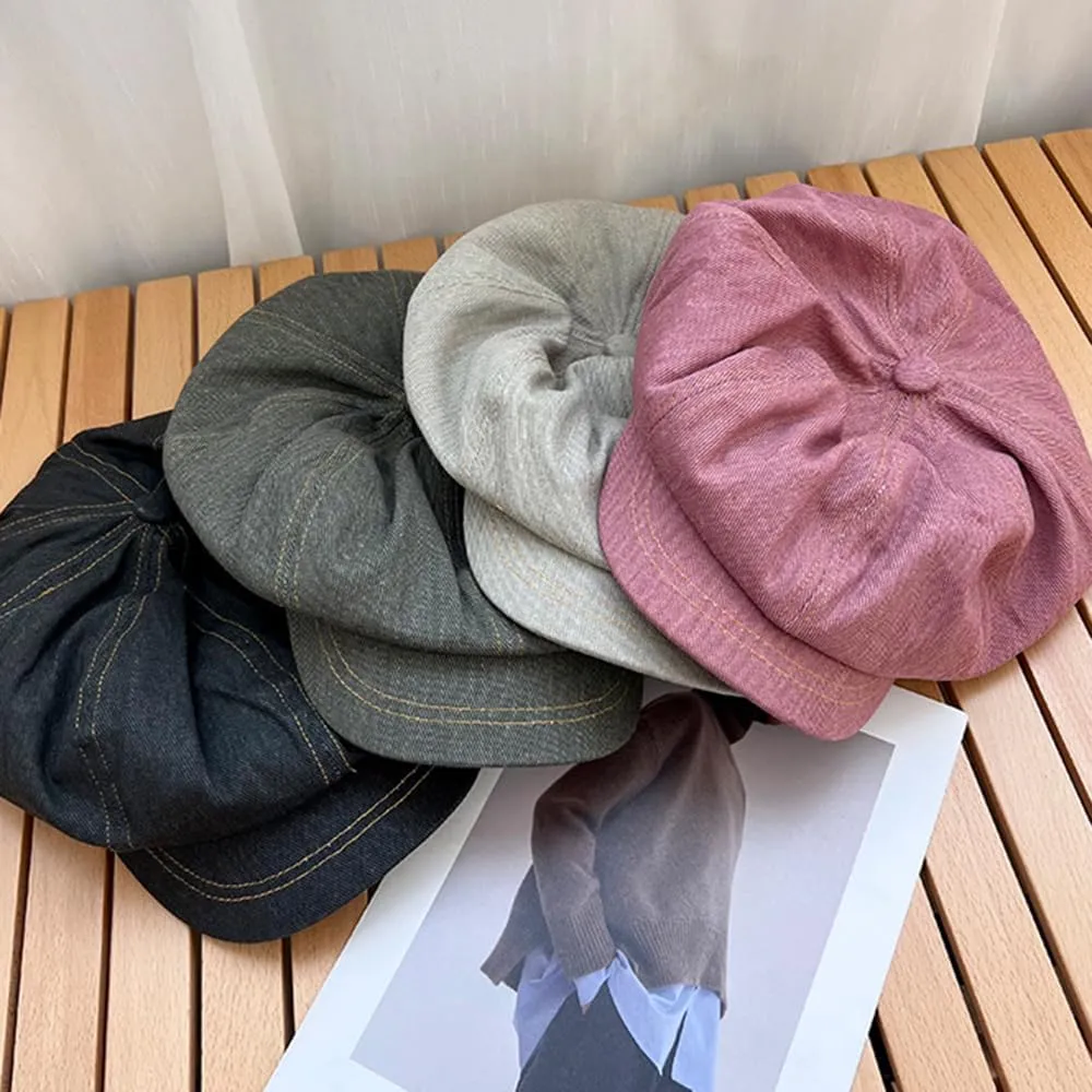 Women Oversized Slouchy Newsboy Cap Puffy Baggy Jean Paperboy Hat with Visor