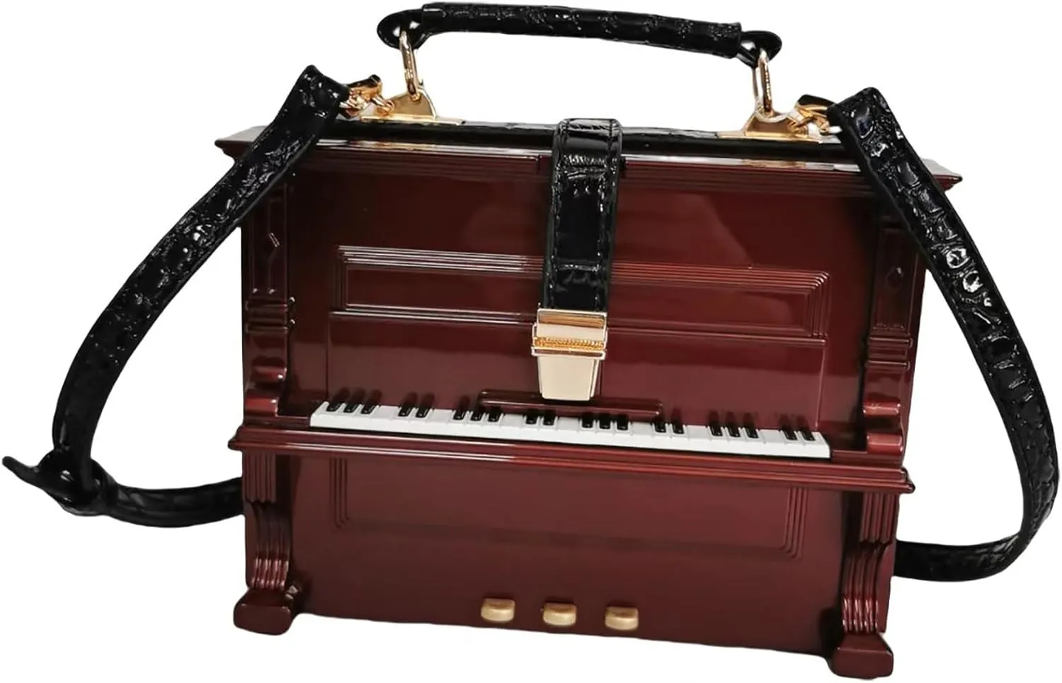 Women Piano Shaped Crossbody Shoulder Bag Handbag Acrylic Unique Novelty Piano Purse