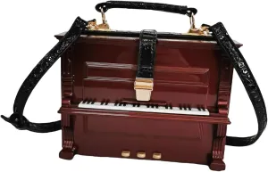 Women Piano Shaped Crossbody Shoulder Bag Handbag Acrylic Unique Novelty Piano Purse