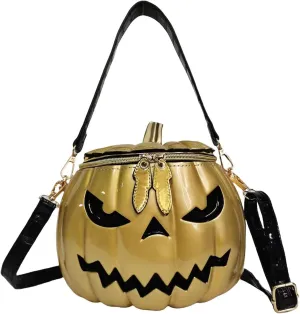 Women Pumpkin Shaped Crossbody Shoulder Bag Unique Weird PVC Handbag Novelty Halloween Pumpkin Purse