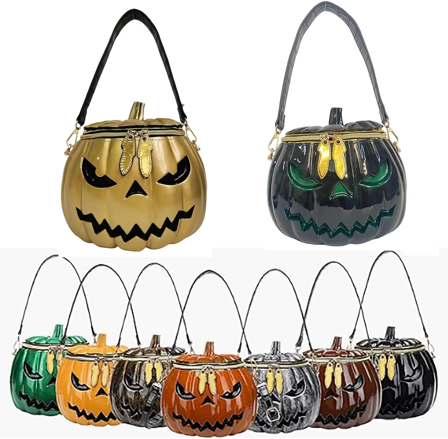 Women Pumpkin Shaped Crossbody Shoulder Bag Unique Weird PVC Handbag Novelty Halloween Pumpkin Purse