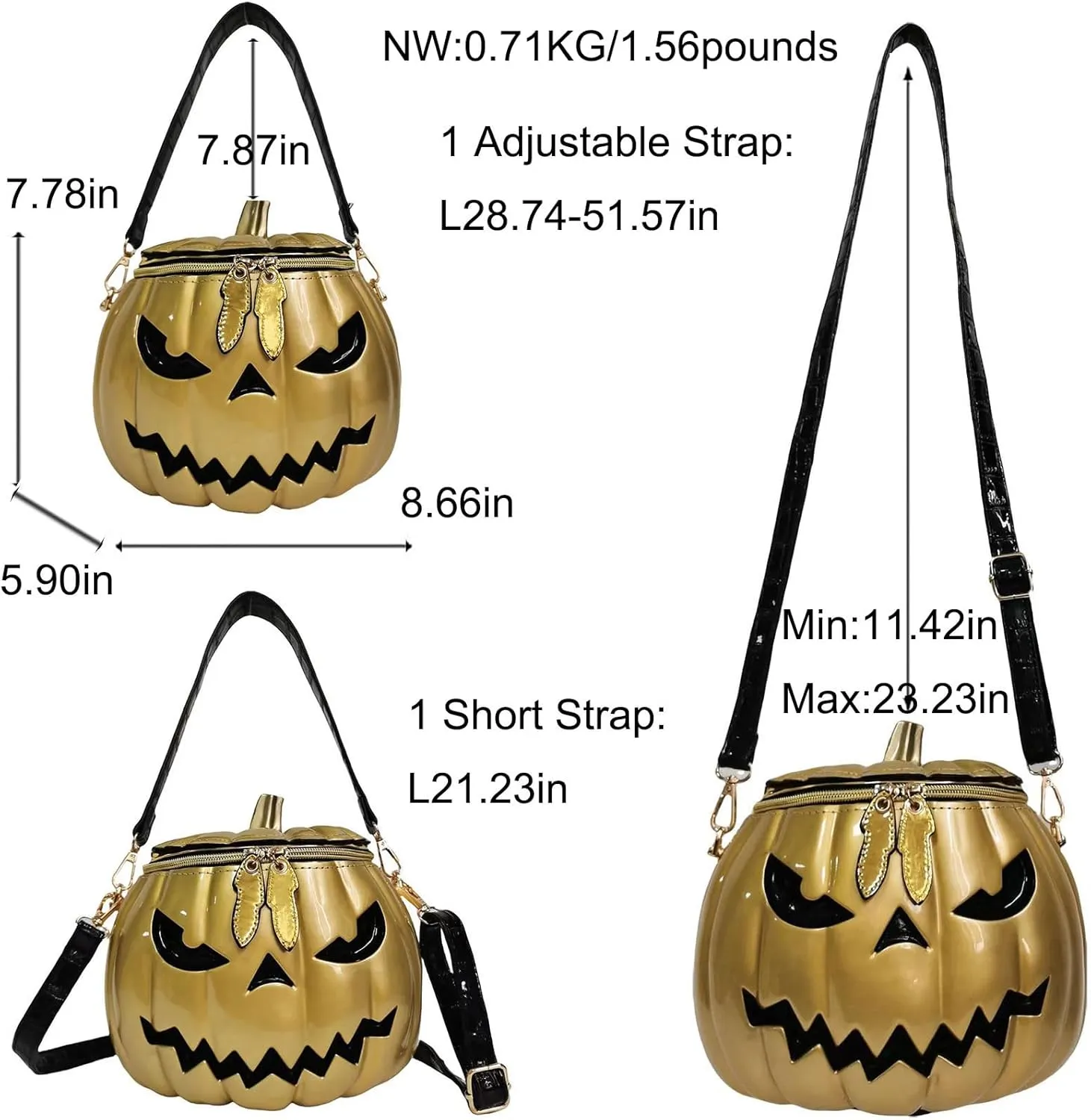 Women Pumpkin Shaped Crossbody Shoulder Bag Unique Weird PVC Handbag Novelty Halloween Pumpkin Purse
