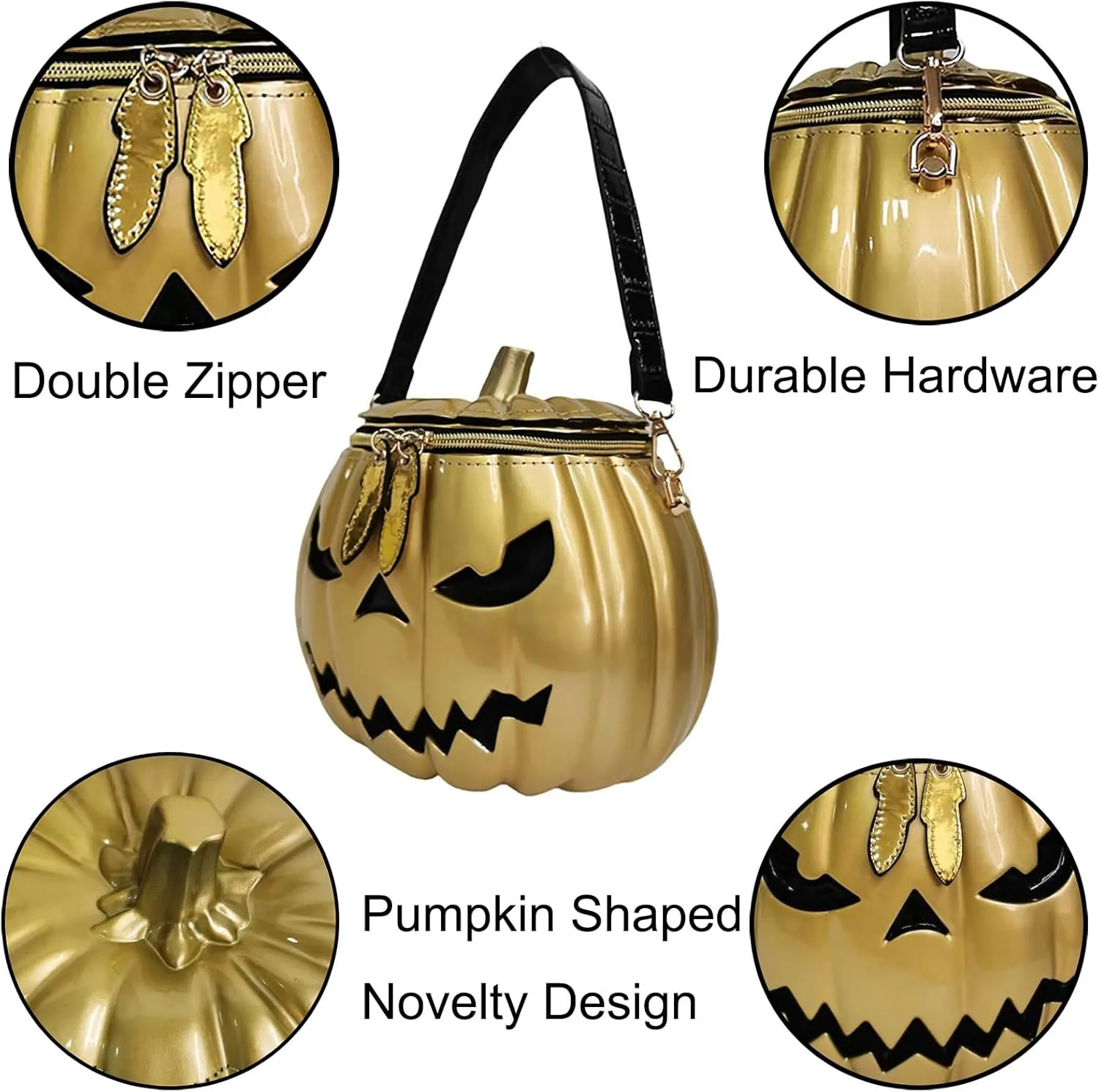 Women Pumpkin Shaped Crossbody Shoulder Bag Unique Weird PVC Handbag Novelty Halloween Pumpkin Purse