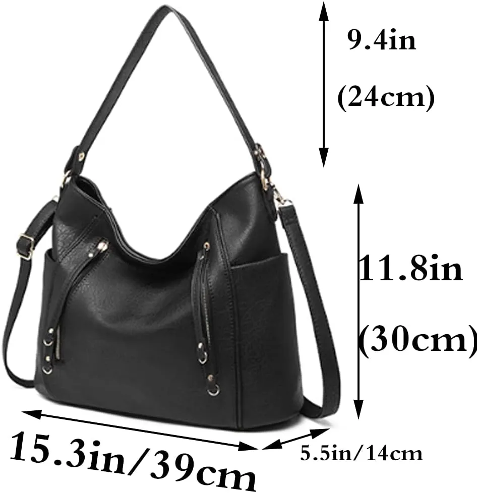 Women Retro Purse and Handbag Faux Leather Satchel Tote Zipper Top-handle Shoulder Bag Brown