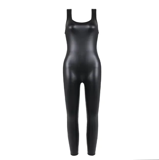 Women Sexy Leather Jumpsuit Sporty Jumpsuit Raises Butt Woman Gym Set Sport Suit Sleeveless Yoga Fitness Overalls