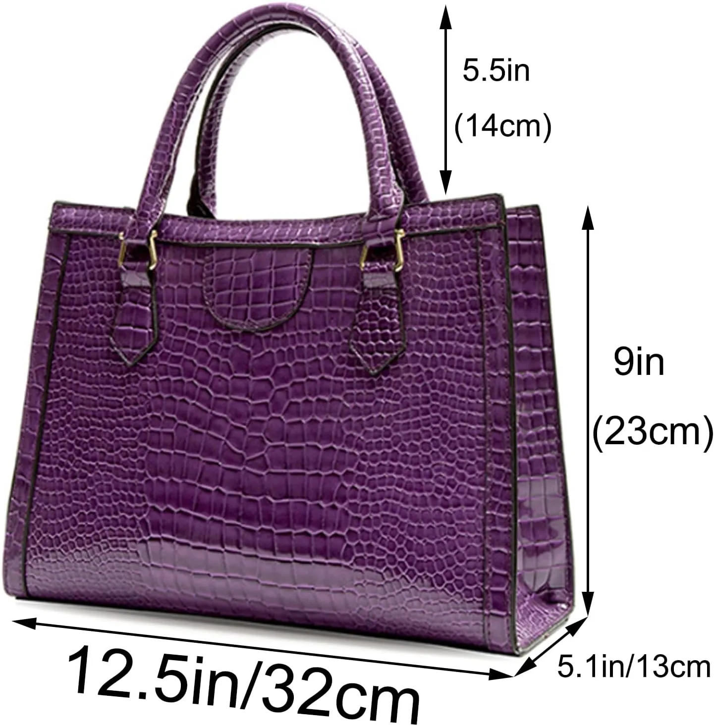 Women Tote Handbag Crocodile Pattern Shoulder Bag Faux Leather Retro Satchel Purse