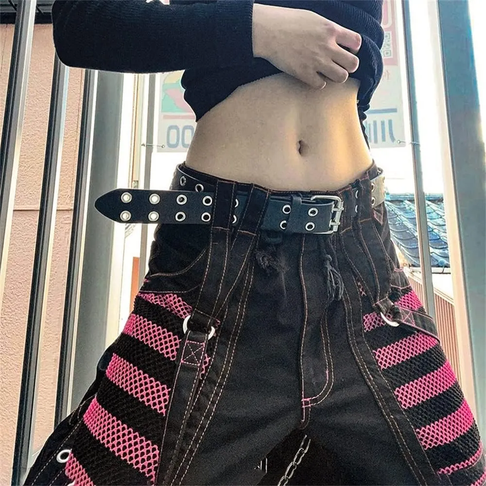 Women Y2k Pants Goth Punk Emo Baggy Bell Bottom Jeans Y2k Wide Leg Harajuku Grunge Pants Hip Hop Clothes