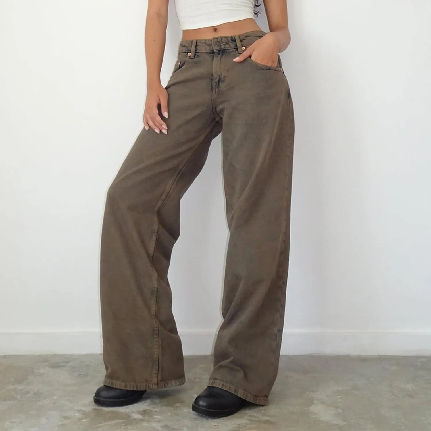 Women's Baggy Denim Pants High Waisted Y2K Wide Leg Oversized Plus Size Boyfriend Cargo Jeans Streetwear Trousers