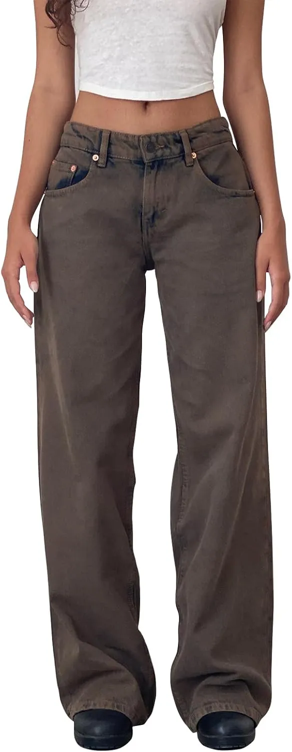 Women's Baggy Denim Pants High Waisted Y2K Wide Leg Oversized Plus Size Boyfriend Cargo Jeans Streetwear Trousers