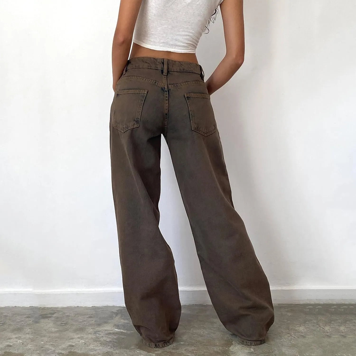 Women's Baggy Denim Pants High Waisted Y2K Wide Leg Oversized Plus Size Boyfriend Cargo Jeans Streetwear Trousers