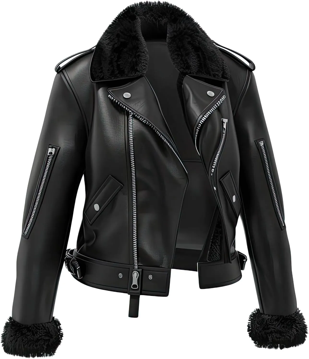Women’s Black Genuine Sheepskin Shearling Faux Fur Winter Wear Aviator Leather Jacket ideal christmas gift for ladies